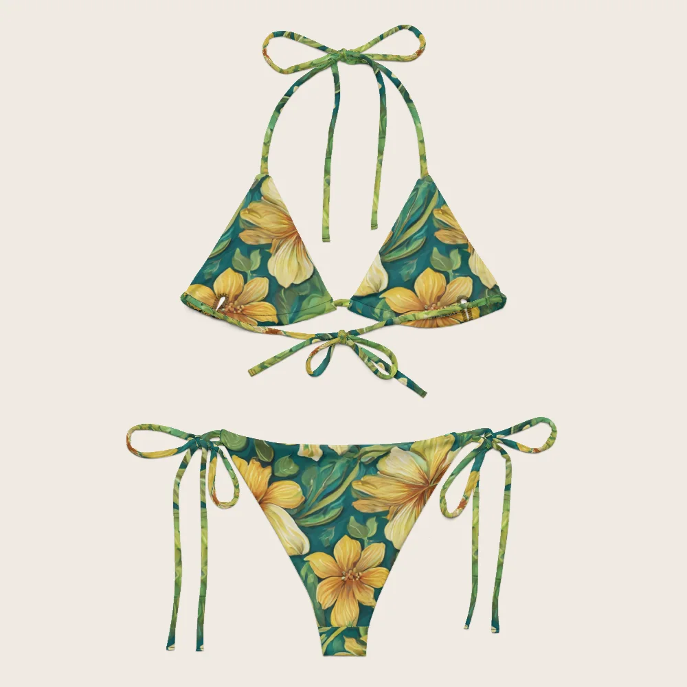 String Bikini on model