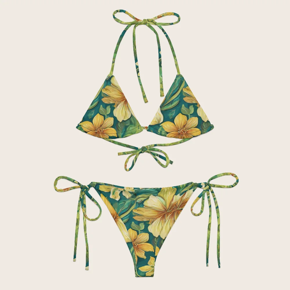 String Bikini on model