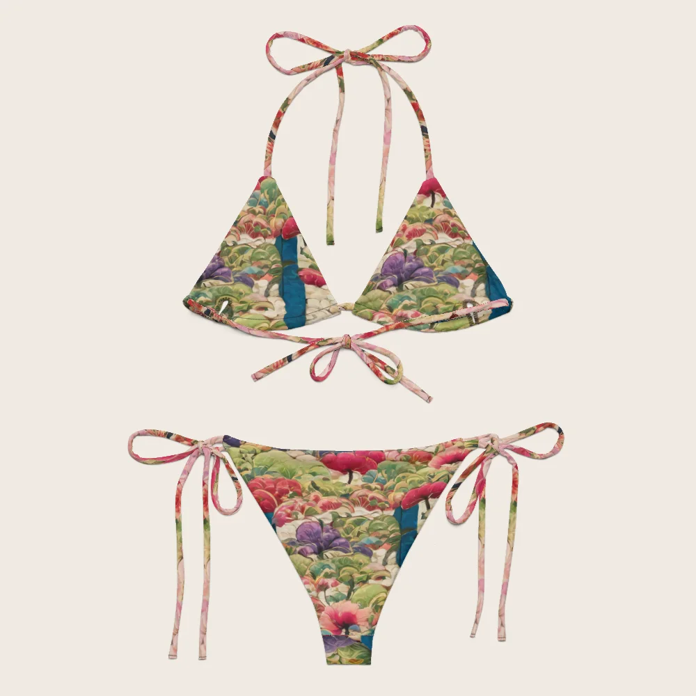 String Bikini on model