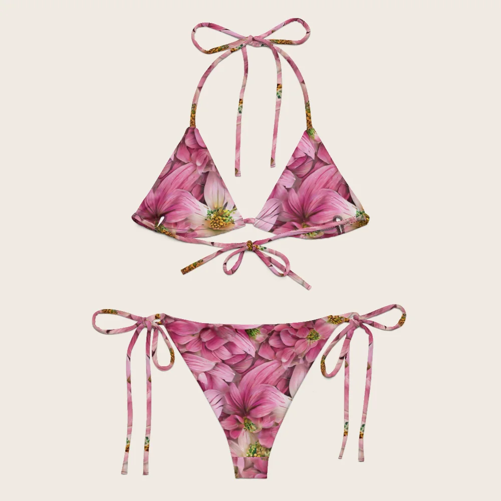 String Bikini on model