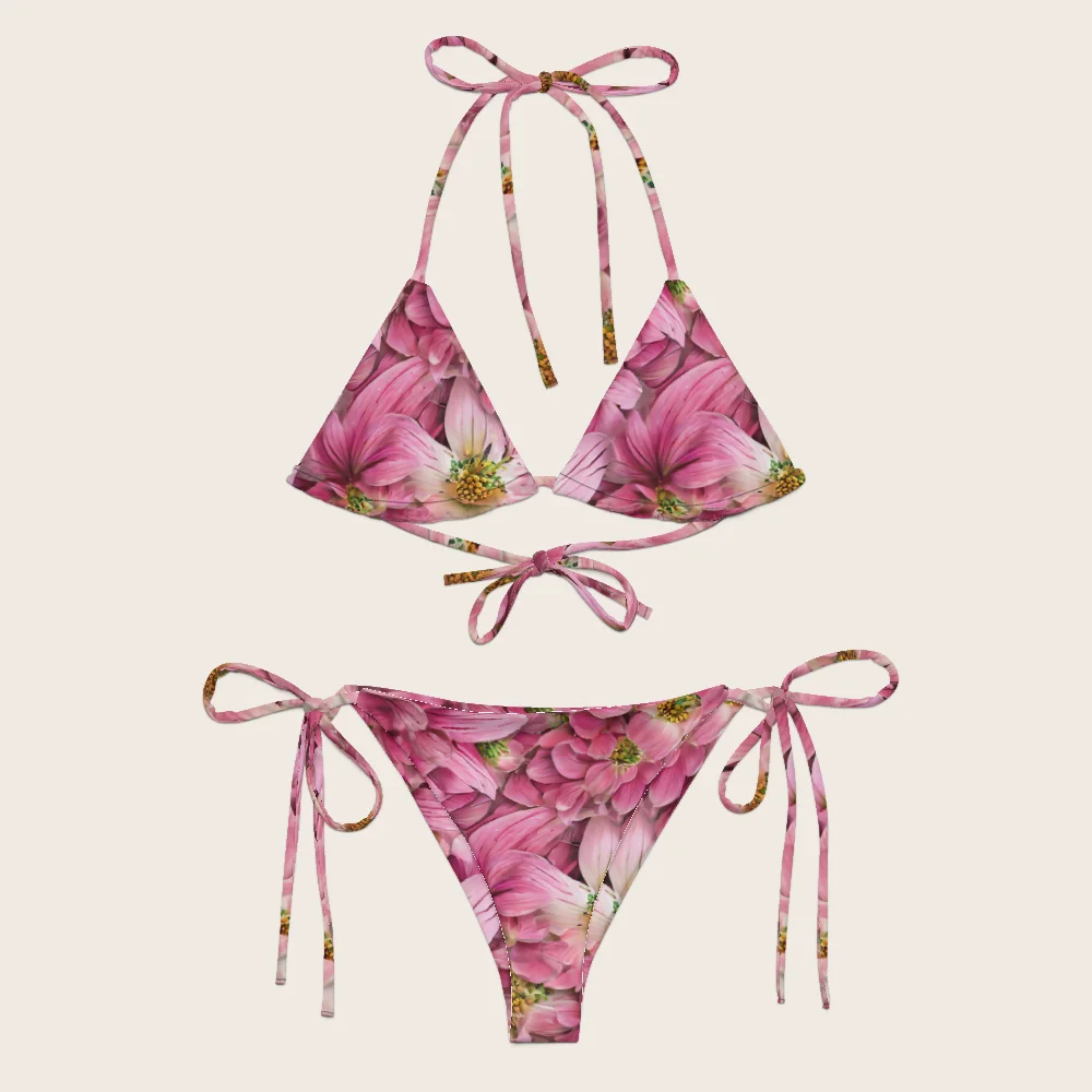 String Bikini on model