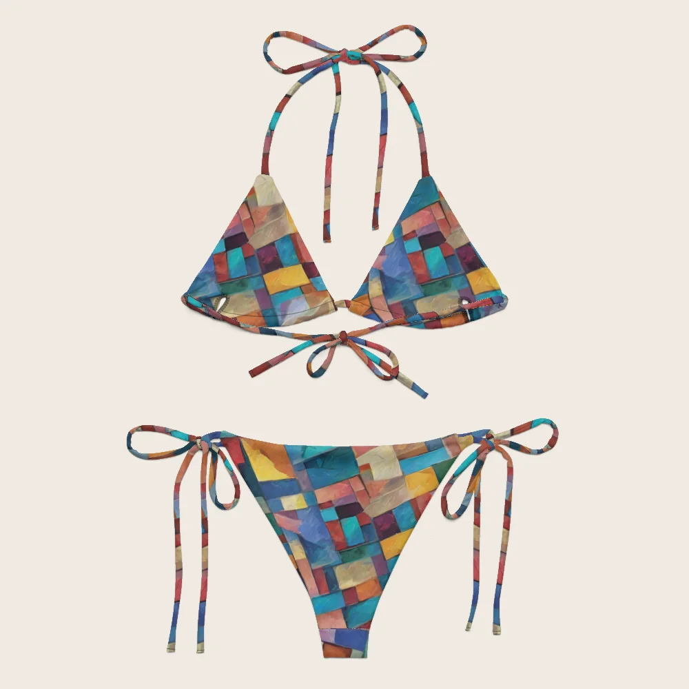 String Bikini on model