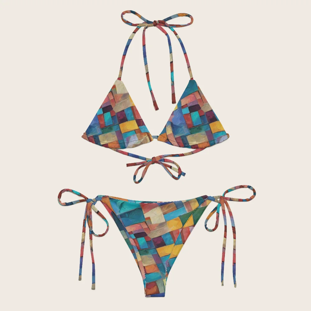 String Bikini on model