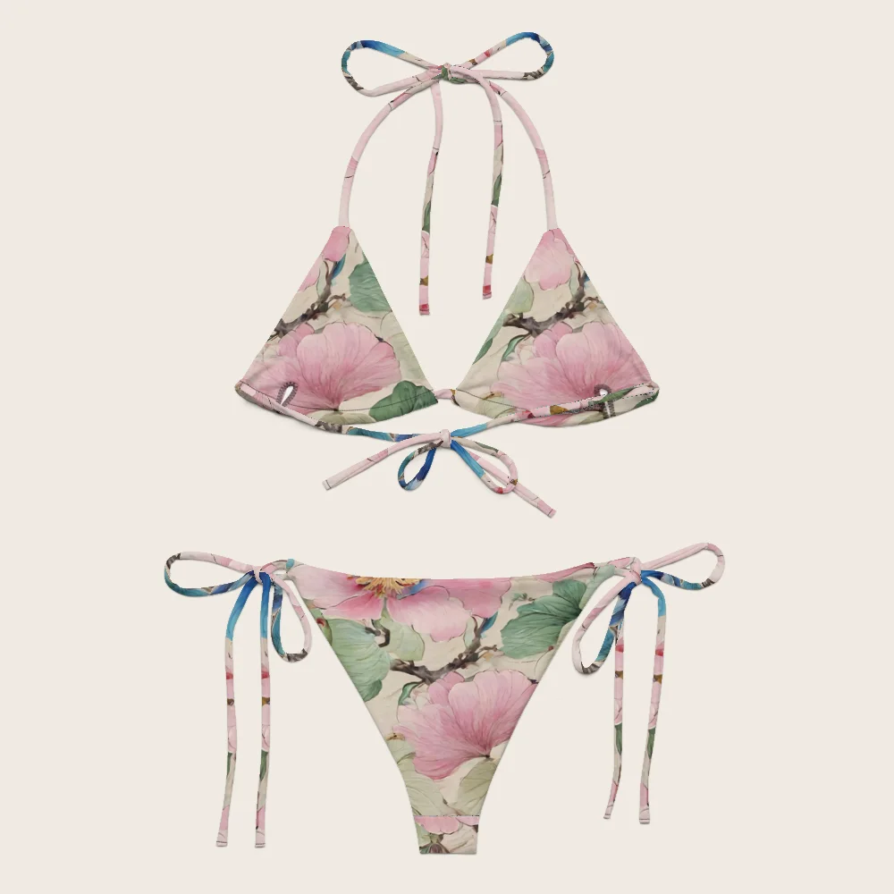 String Bikini on model