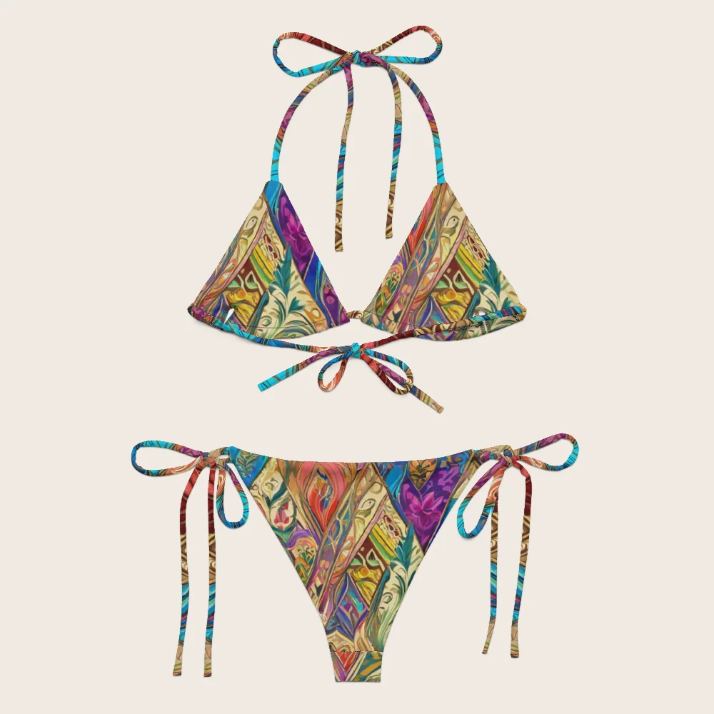 String Bikini on model