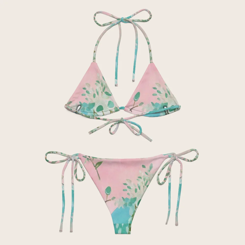 String Bikini on model
