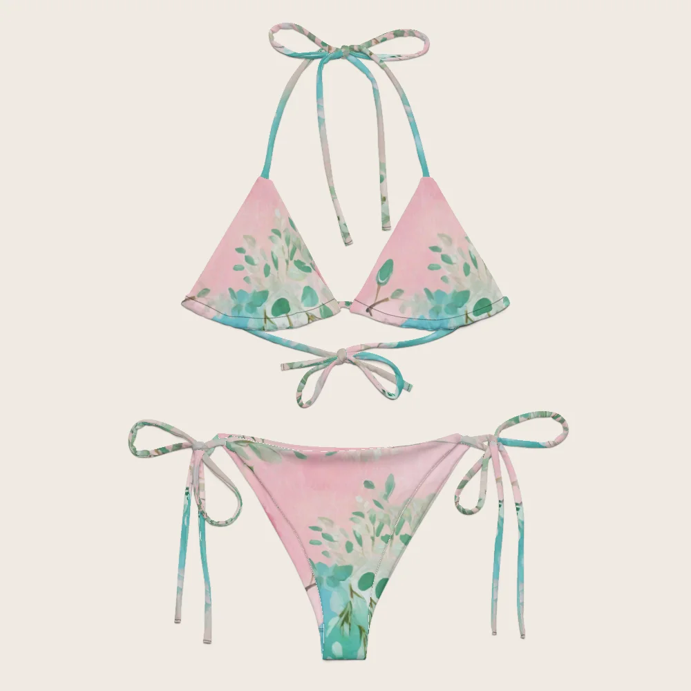String Bikini on model