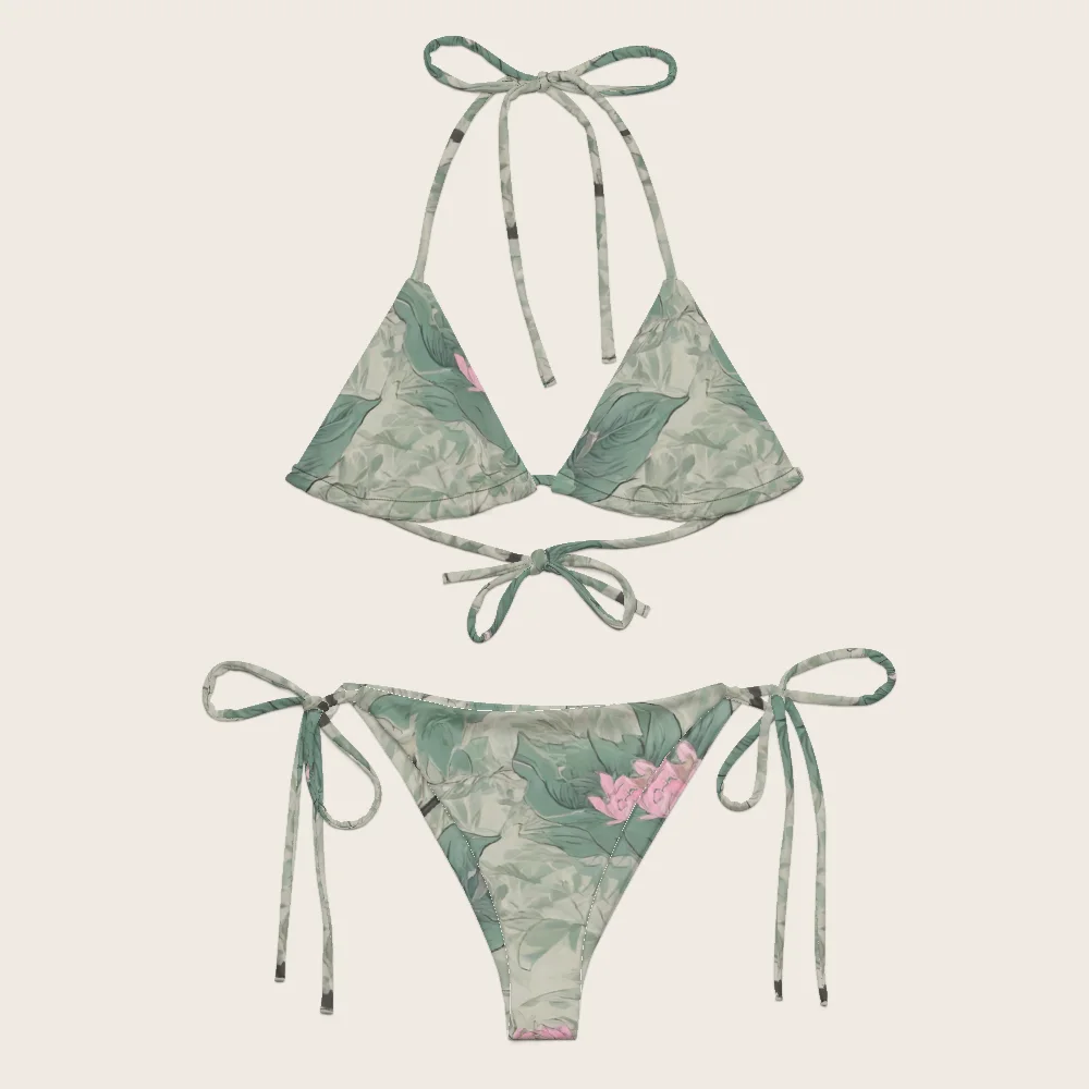 String Bikini on model