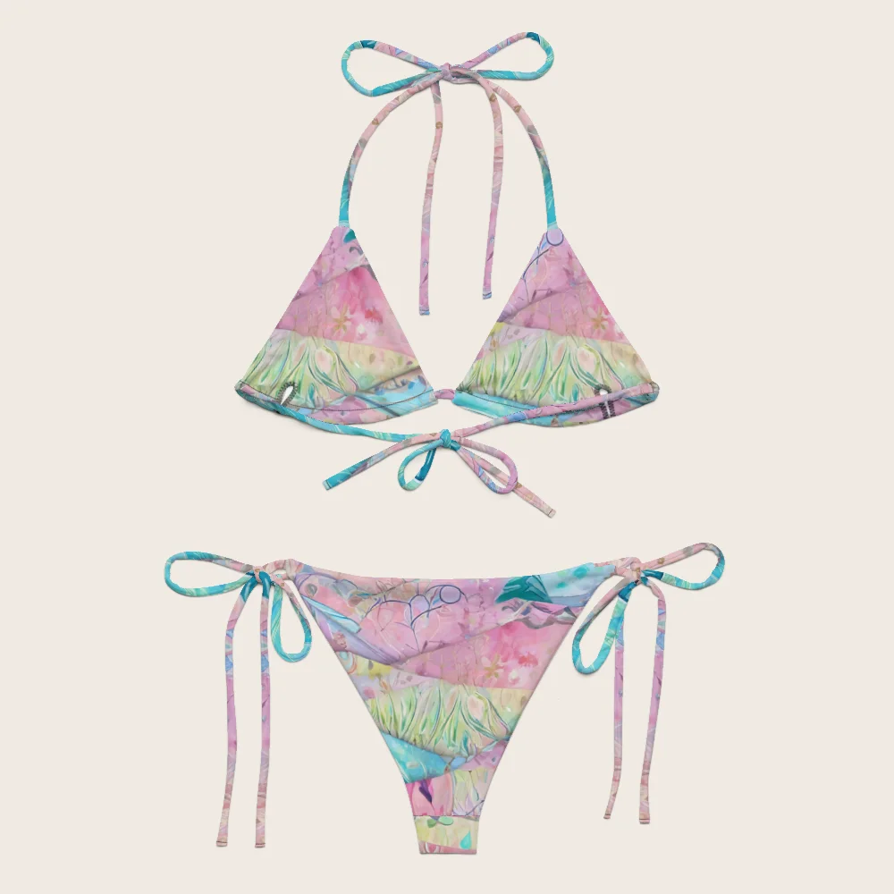 String Bikini on model