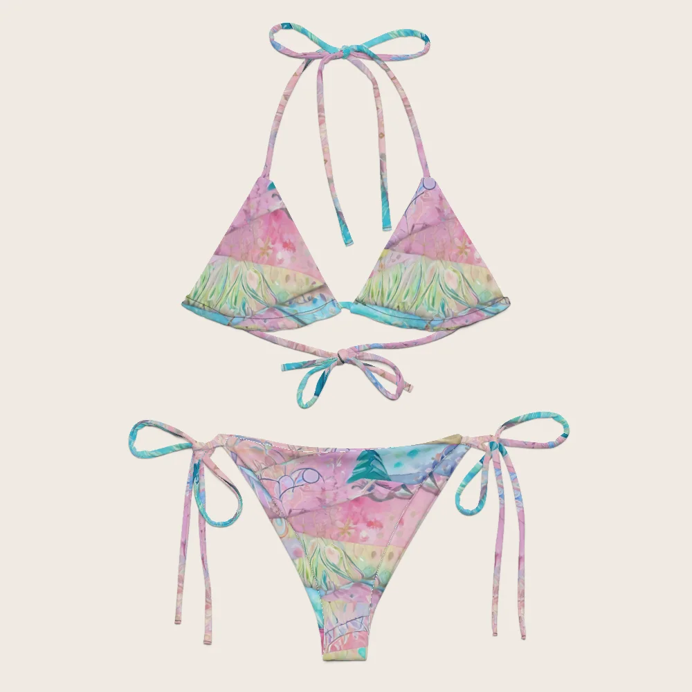 String Bikini on model