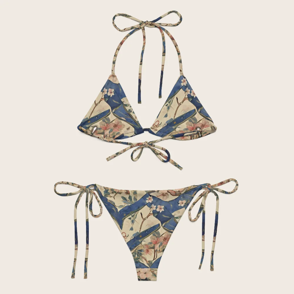 String Bikini on model