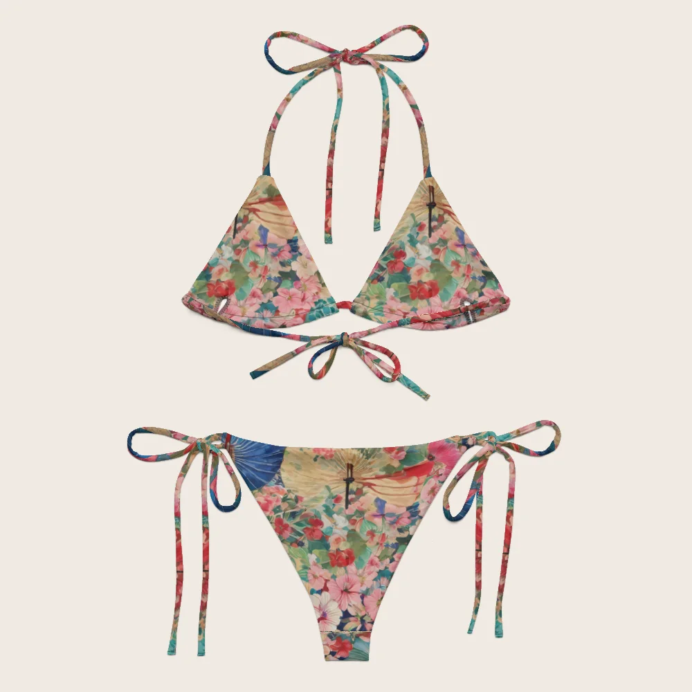 String Bikini on model