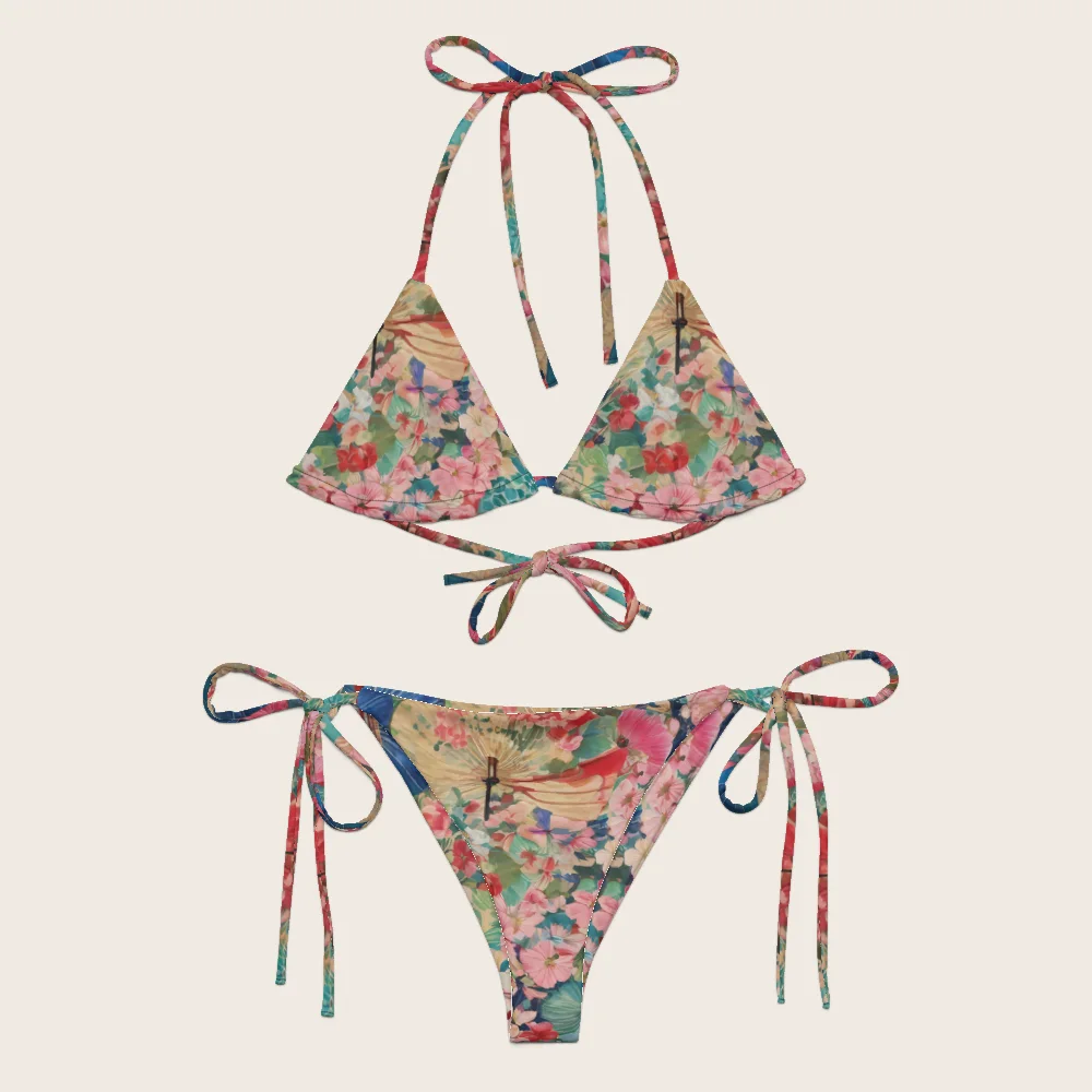 String Bikini on model