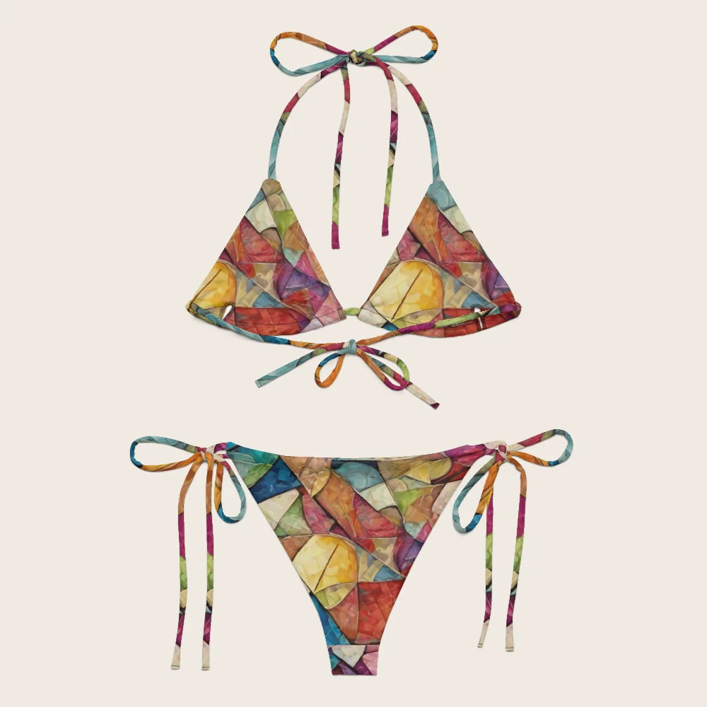 String Bikini on model