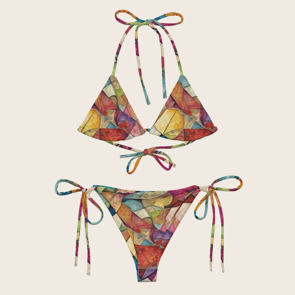 String Bikini on model