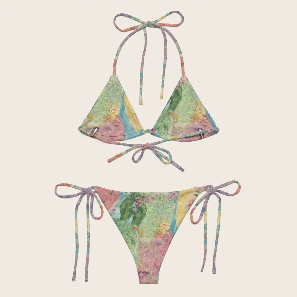 String Bikini on model