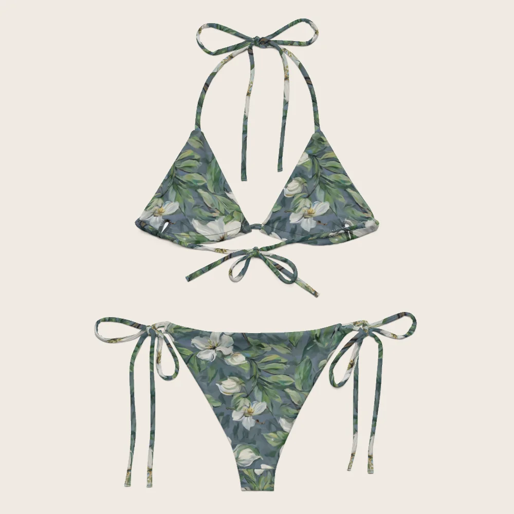 String Bikini on model