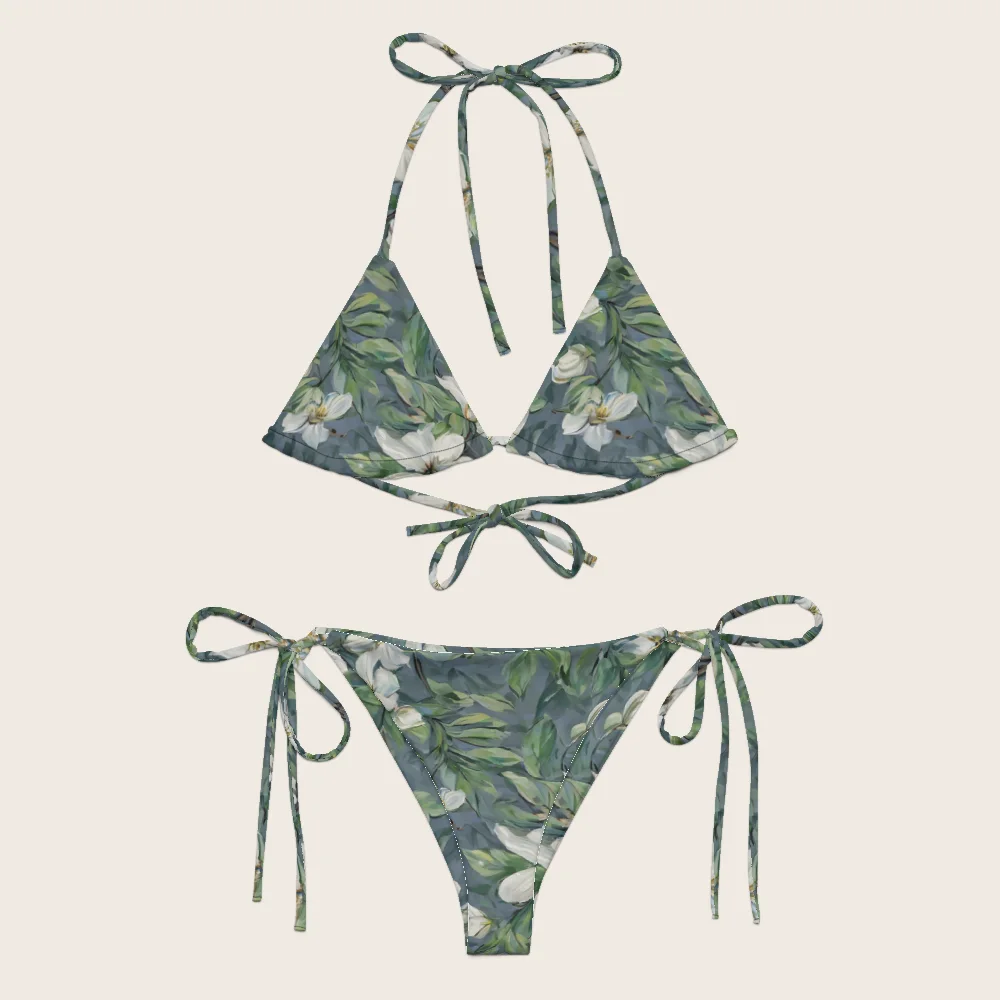 String Bikini on model