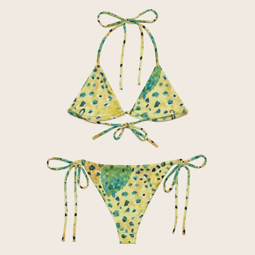 String Bikini on model