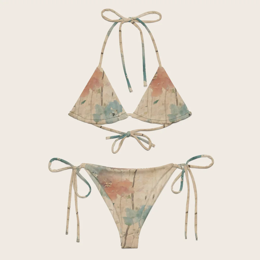 String Bikini on model
