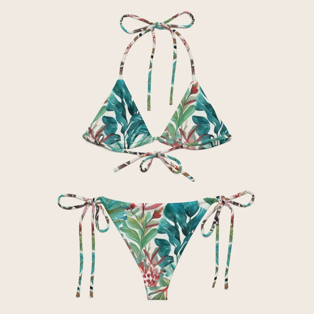 String Bikini on model