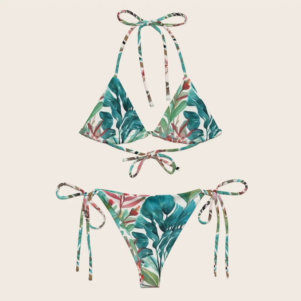 String Bikini on model