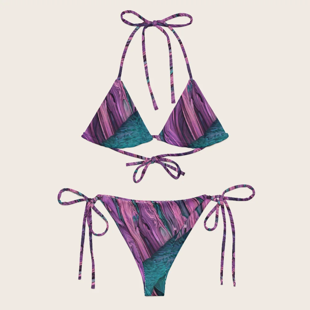 String Bikini on model