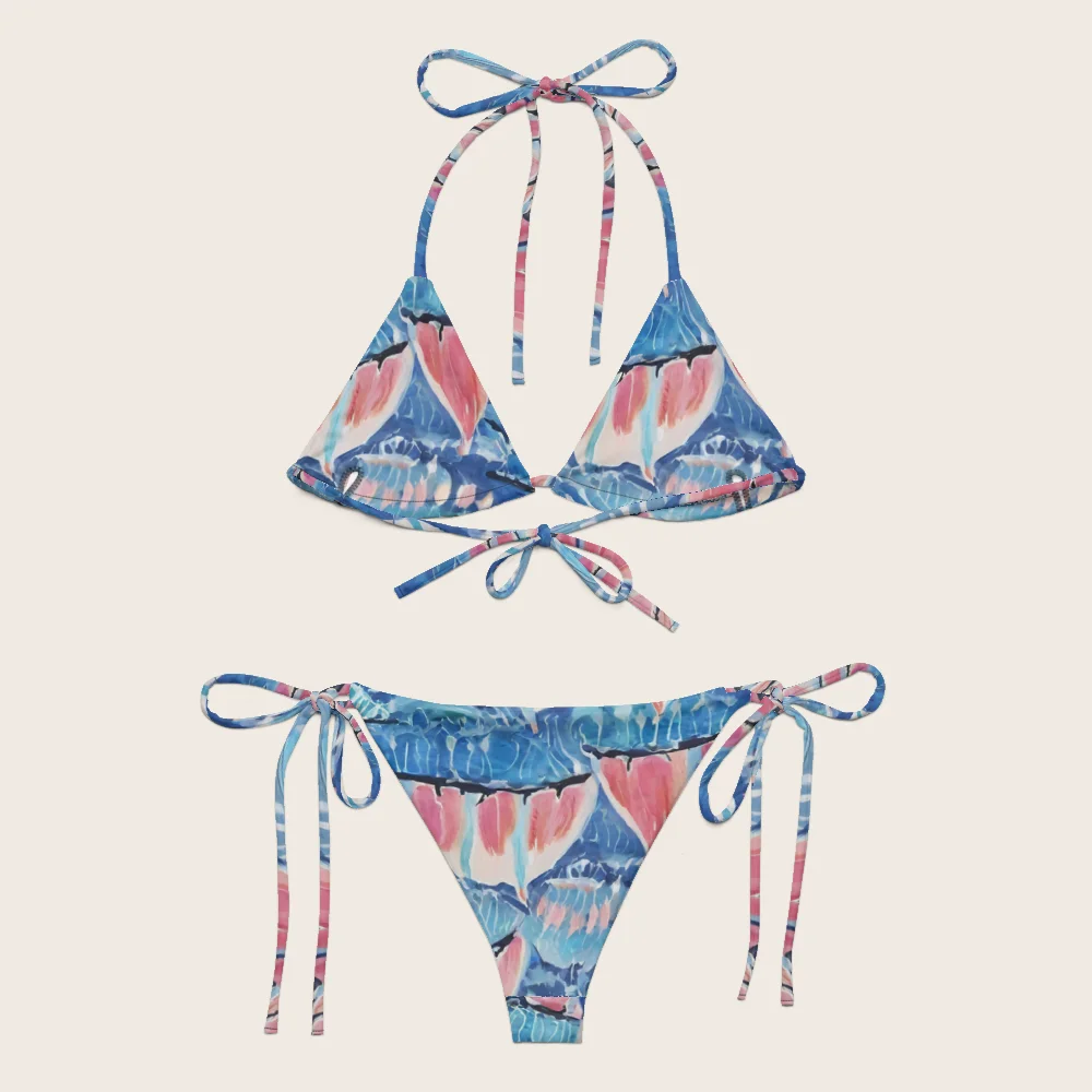 String Bikini on model