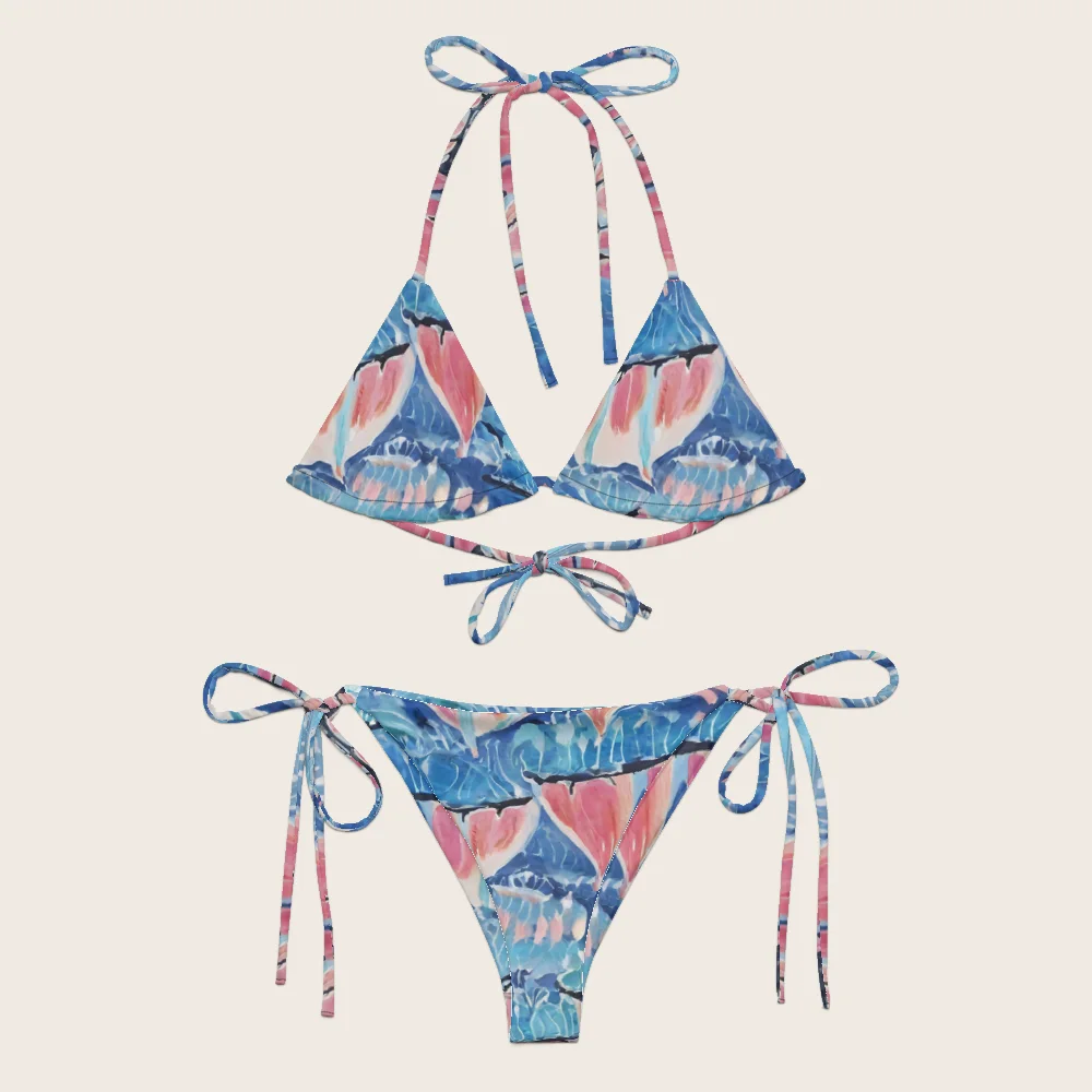 String Bikini on model