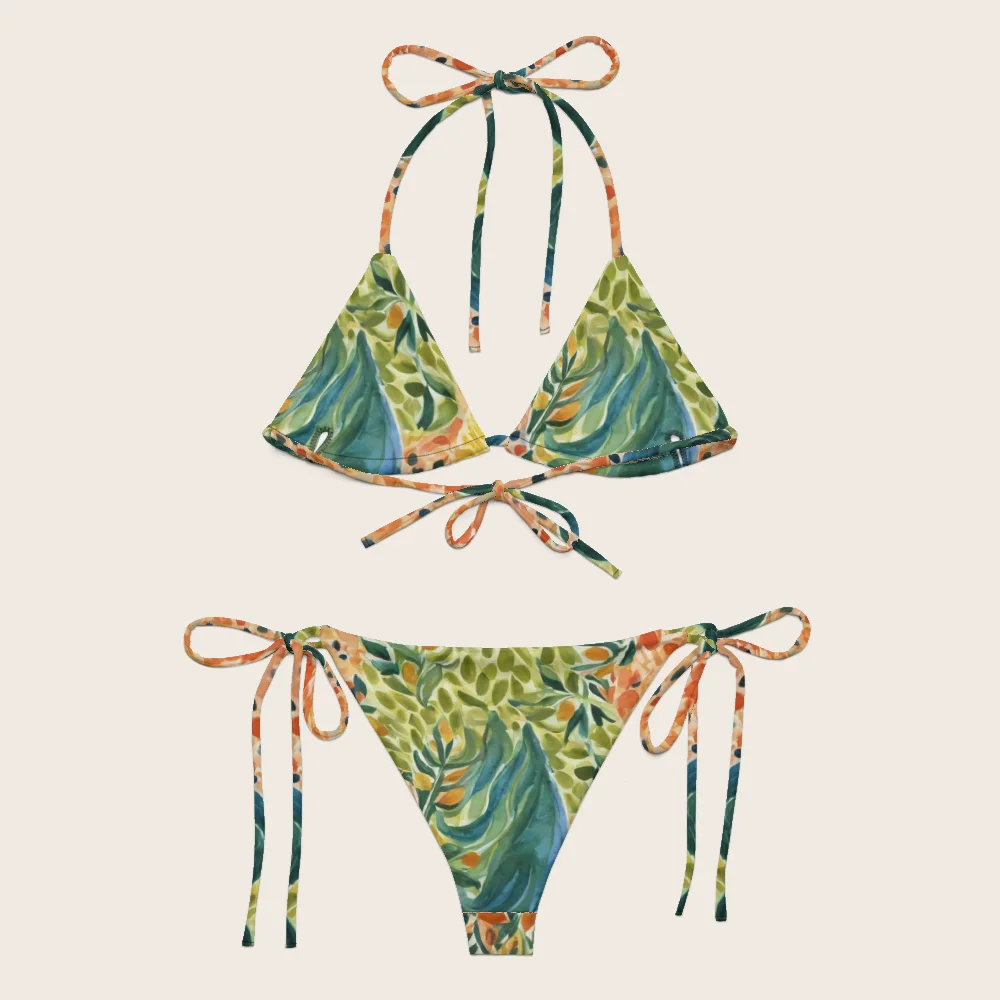 String Bikini on model