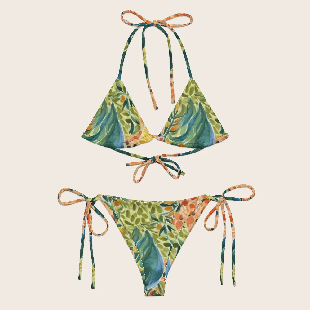 String Bikini on model