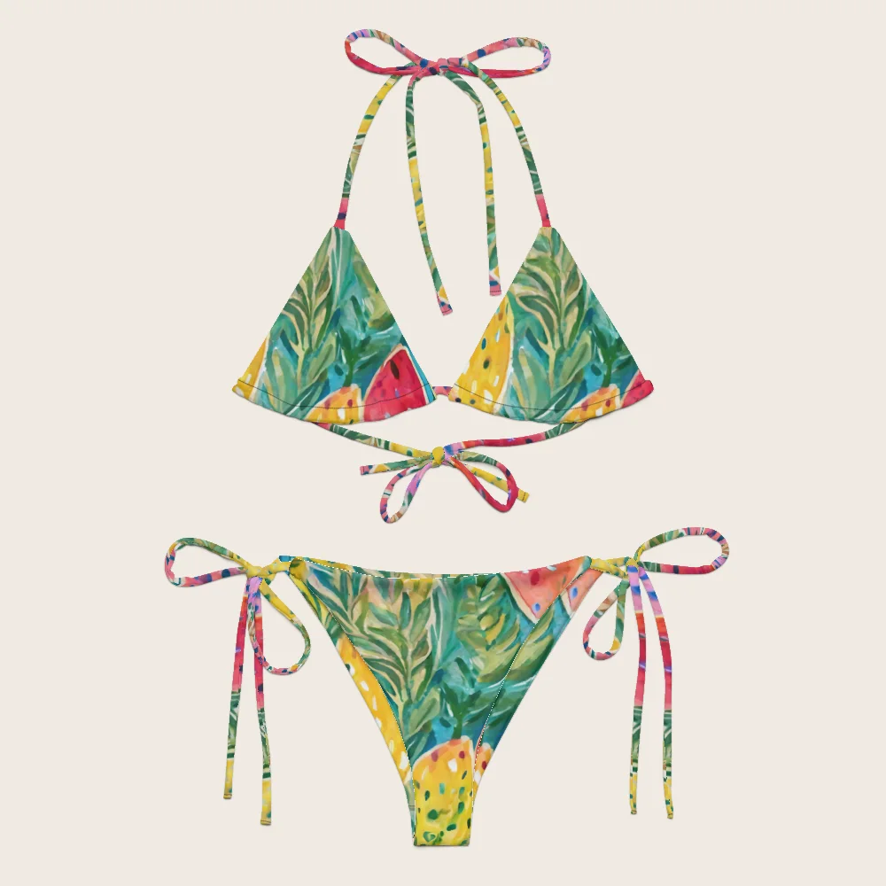 String Bikini on model
