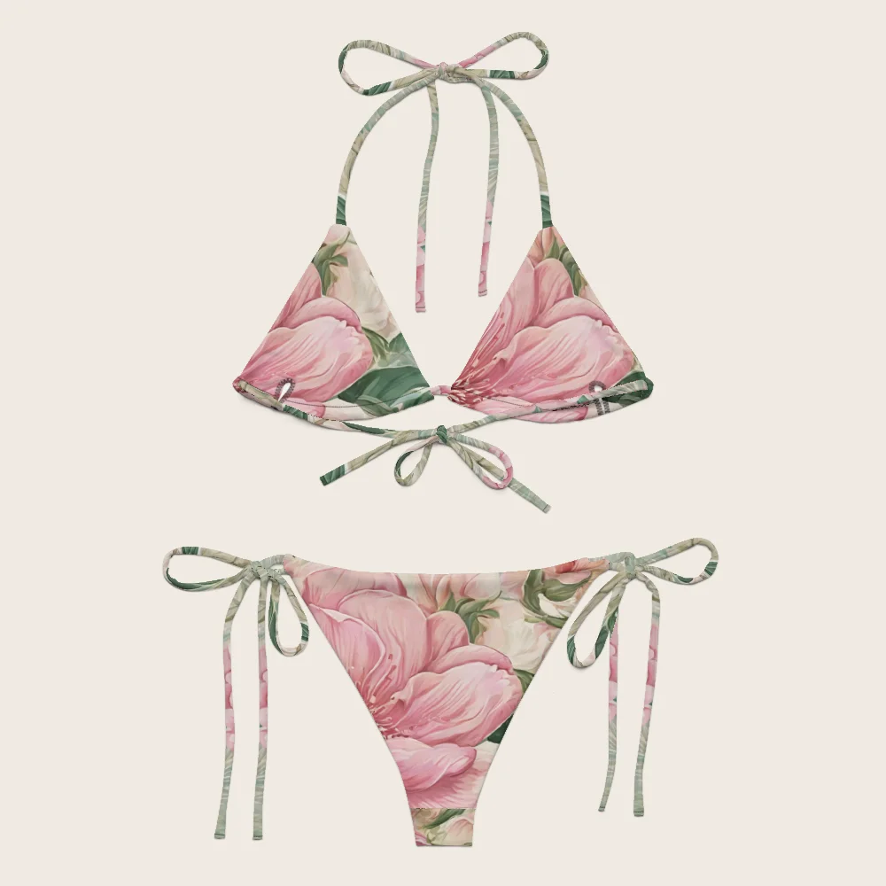 String Bikini on model