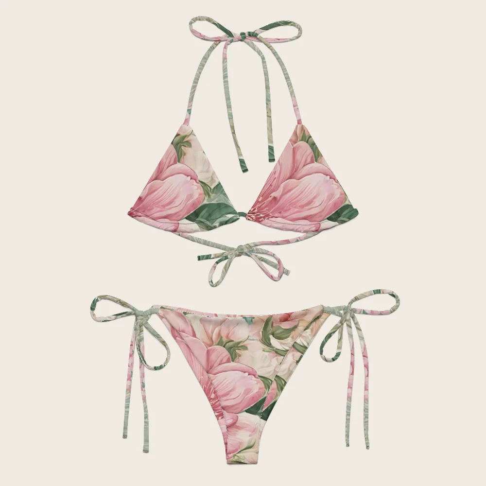 String Bikini on model