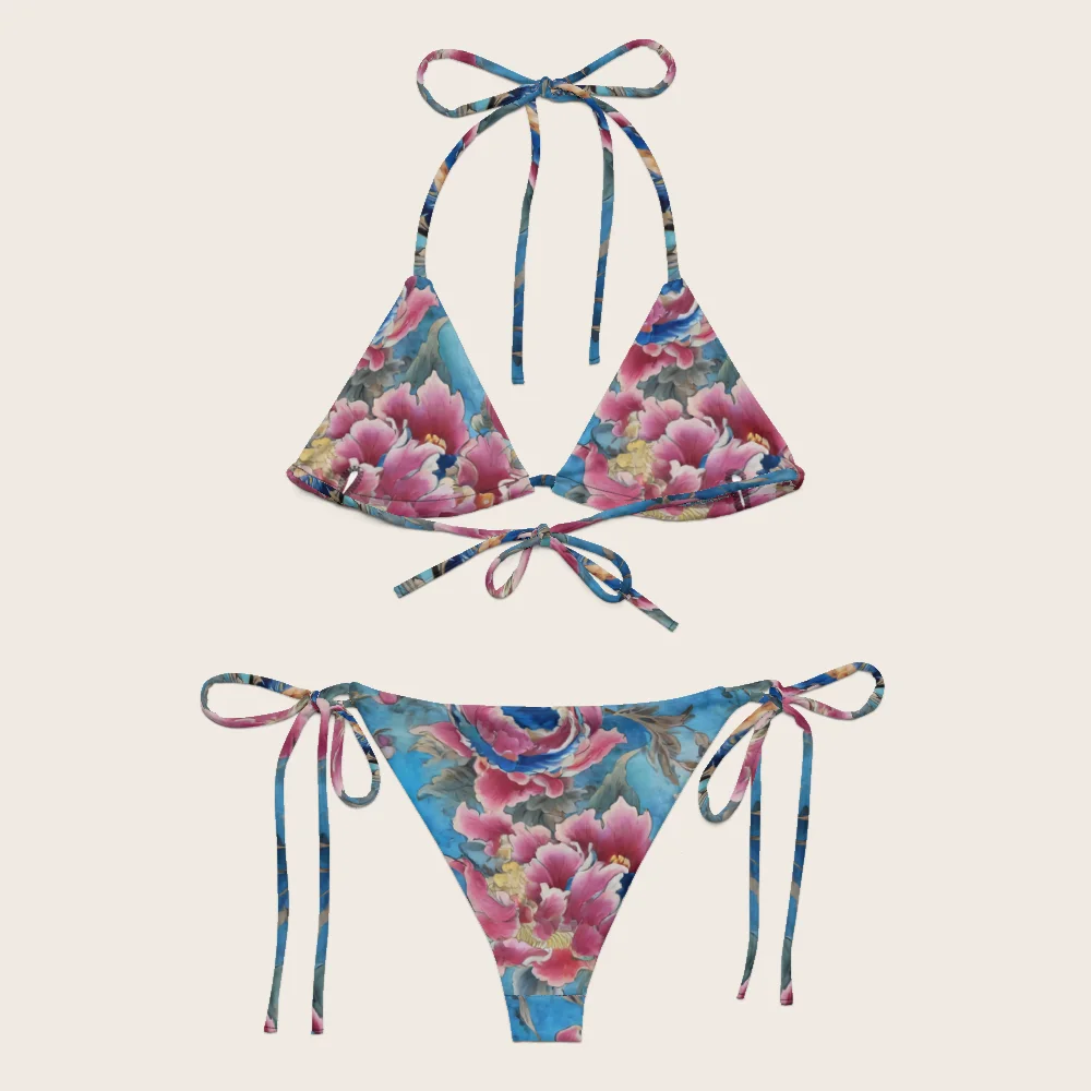 String Bikini on model
