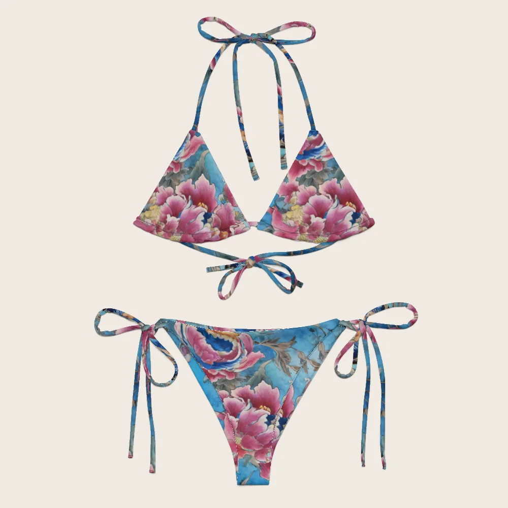 String Bikini on model