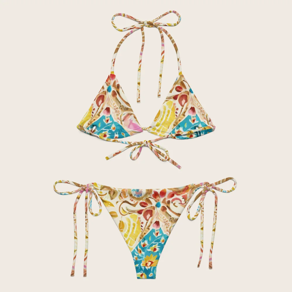 String Bikini on model