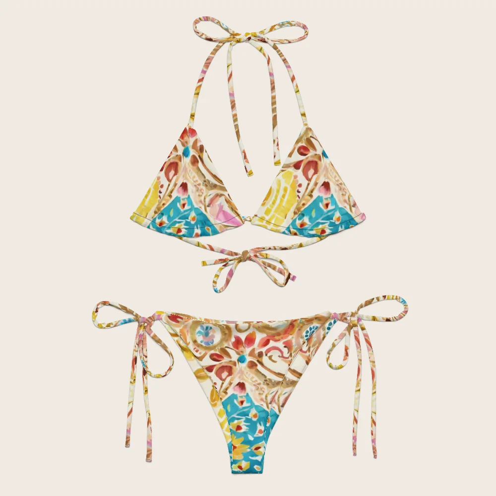 String Bikini on model
