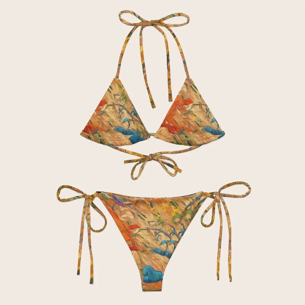 String Bikini on model