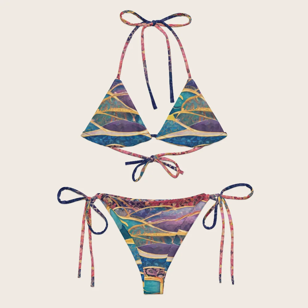 String Bikini on model