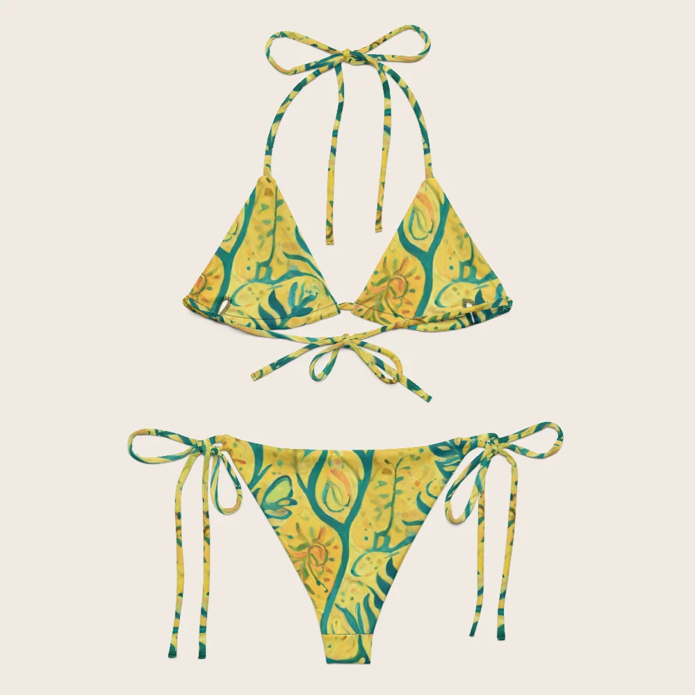 String Bikini on model