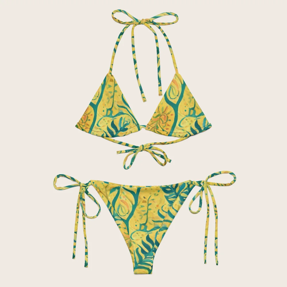 String Bikini on model