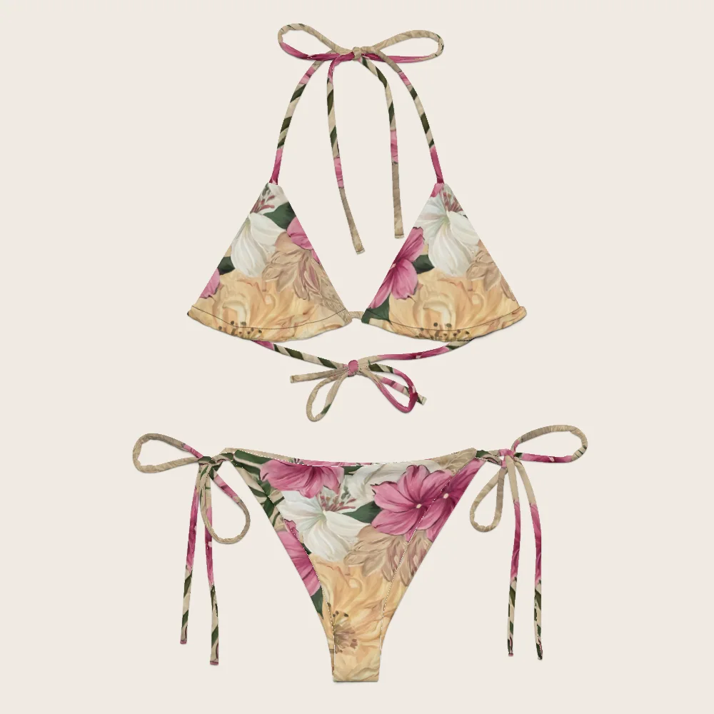 String Bikini on model