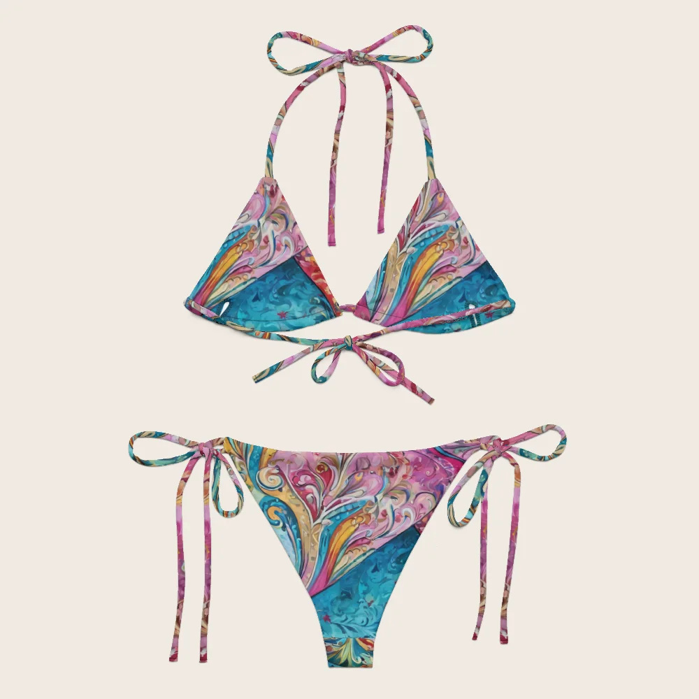 String Bikini on model