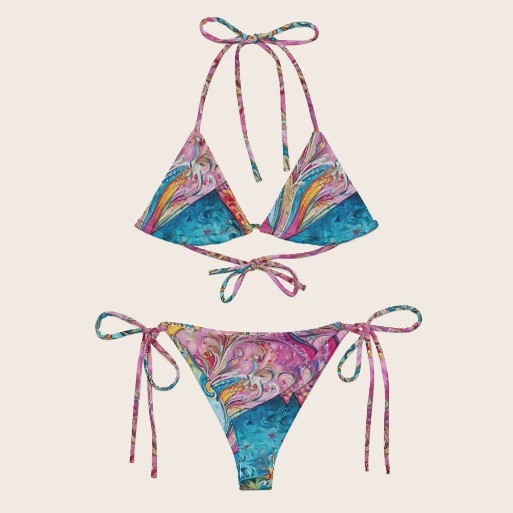 String Bikini on model