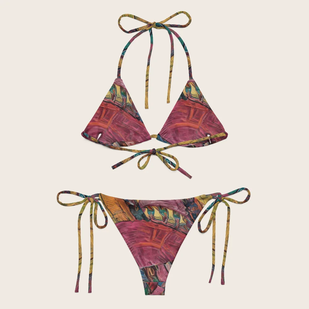 String Bikini on model
