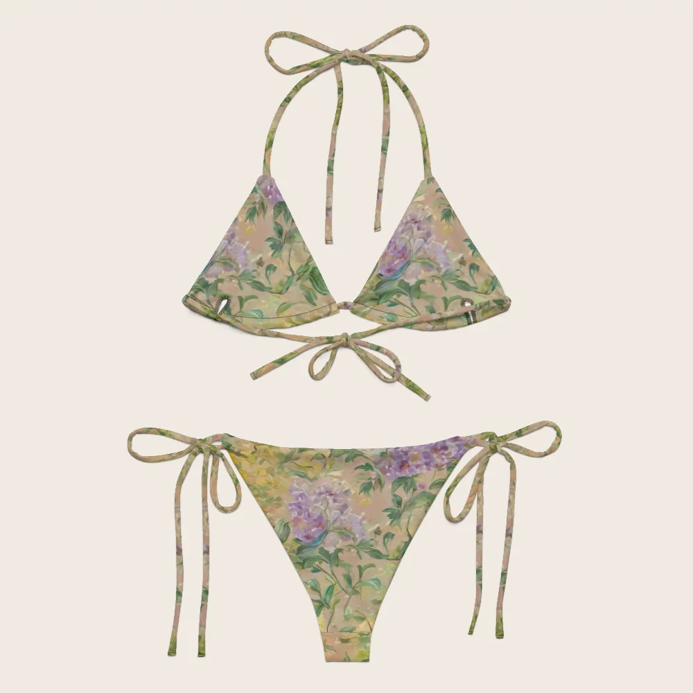 String Bikini on model