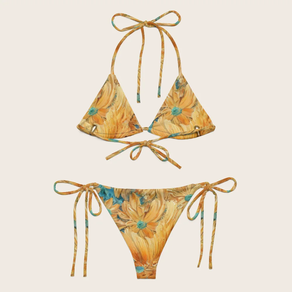 String Bikini on model