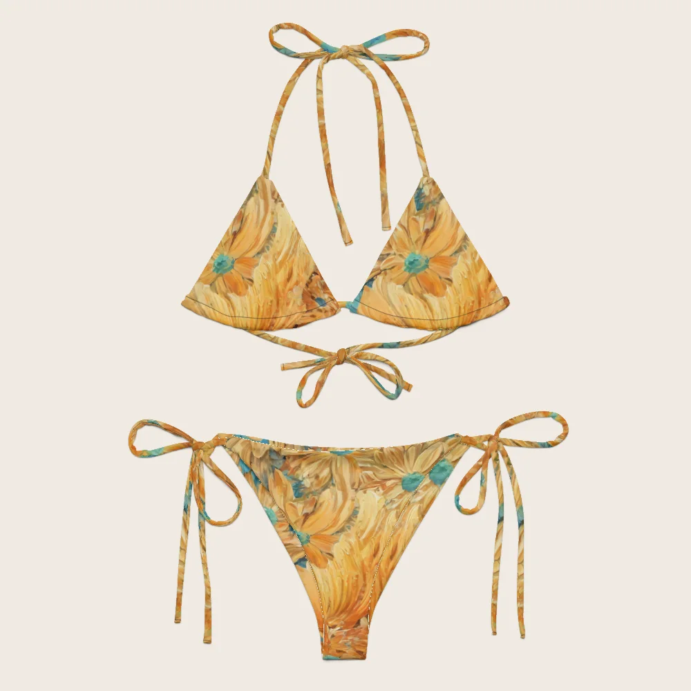 String Bikini on model