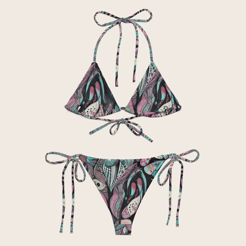 String Bikini on model